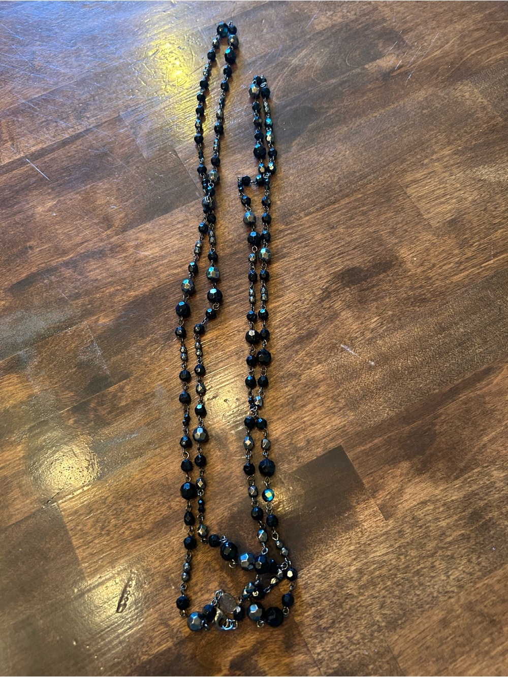 Premier Designs Black Faceted Bead Long Necklace